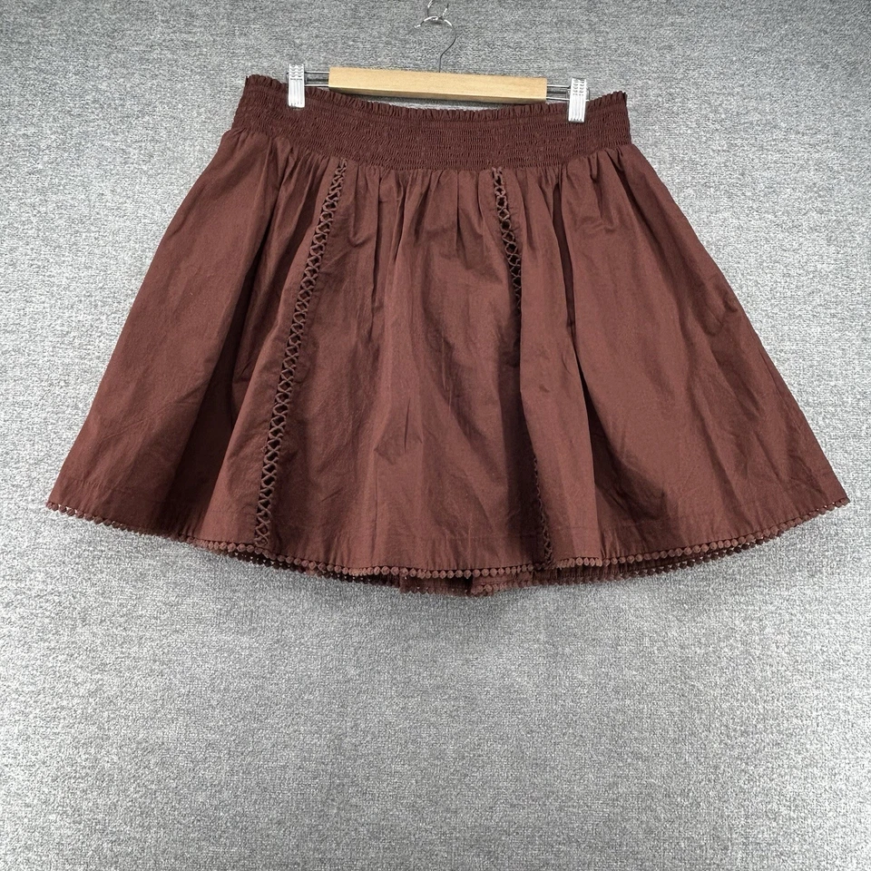 By Anthropologie Skirt Women Size Large Brown Elastic Waist Lined Casual Pockets - Image 1 of 4