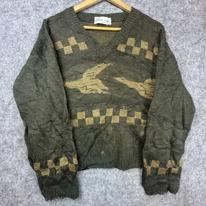 Vintage Tricots Hubert Rigot Sweater Mens Large Green Duck Dad Grandpa Heritage - Picture 1 of 6