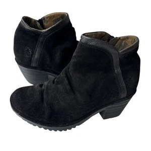 Fly London Women’s Black Suede Bootie size 38 / US 7.5 - Picture 1 of 6