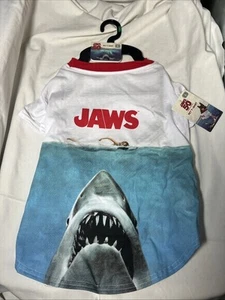 JAWS Pet Dog Toy LARGE Classic Film Logo T-Shirt JAWS 50th Anniversary NEW - Picture 1 of 6