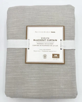 Pottery Barn Evelyn Linen Blackout Curtain Drape Panel Light Grey Gray 44x96 NEW - Image 1 of 2