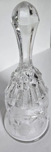 Vintage Clear Crystal Etched Floral Design Hand Bell - Picture 1 of 5