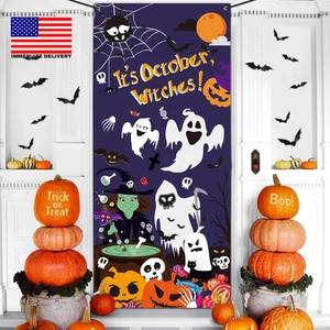 Halloween Hexe Türabdeckung - großes Stoff Party Schild für Haustür, Veranda, Indo - Bild 1 von 7