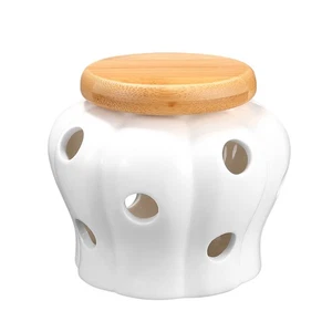 BESTONZON Round Ceramics Jars Storage Container with Bamboo Lids for Sealing - Picture 1 of 10