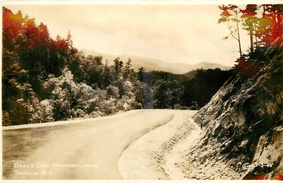 1930s Tapoca North Carolina Deal Gap Highway Cline 1-3-45 RPPC Postcard 25-11068 - Image 1 of 2
