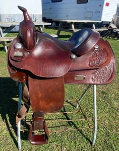 Gebrauchter 15" Big Horn Western Trail Sattel 1575 mit Eckbearbeitungsleder hergestellt in den USA - Bild 1 von 10