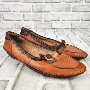 Pikolinos Malaga Damen Gr. 5,5/6 EU 36 Braun Flats Komfort Schnalle Slipper Leder - Bild 1 von 11