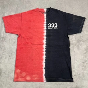 333 Half Evil Hemd Herren Größe Medium rot weiß schwarz Batik verwaschen Rundhalsausschnitt - Bild 1 von 10