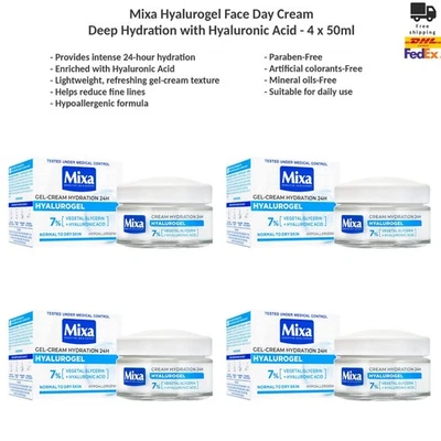 Mixa Hyalurogel Gesichtspflege-Tagescreme Intensive Feuchtigkeit 4x50ml - Bild 1 von 4