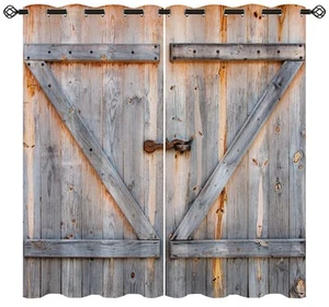Old Antique Door Blackout Curtains for Girls Boy Home Decor, Wooden Rustic Ba... - Picture 1 of 8