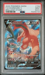 PSA 9 (OC) 2022 Pokémon SWSH Full Art Charizard V Brilliant Stars #154 Mint Rare - Bild 1 von 2