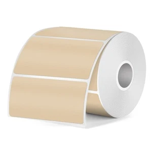 Brown Thermal Labels 2 × 1 Inch Vinyl Rectangle Self-Adhesive Stickers Waterp... - Picture 1 of 7