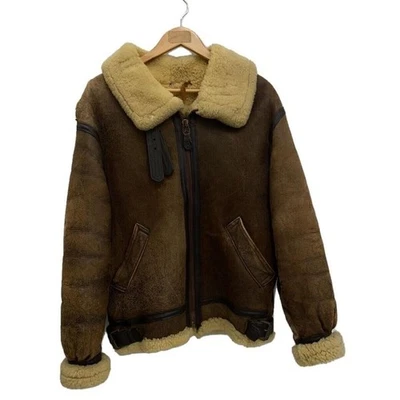 AVIREX B-3 Flight Jacket Real Mouton Sheep Leather Brown USA Size 40 - image 1 of 4