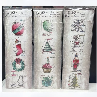Tim Holtz CHRISTMAS BIRTHDAY Blueprint Stampers Anonymous Rubber Stamps Lot - Image 1 of 4