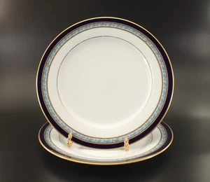 Noritake Cadiz SALAD PLATE Set of 2 #3591 Blue Band Floral Retired Vintage - Picture 1 of 8