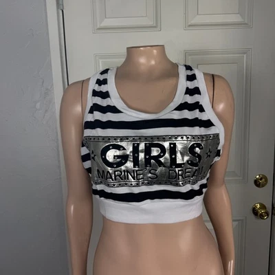 Vintage 80s LA Blowout Women's Shirt Girls Marine's Dream Crop Top NOS L3-9 - Image 1 of 4