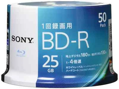 SONY Blank Blu-ray BD-R 50BNR1VJPP4 25GB 1-4x 50 Disk for Video Japan New - Image 1 of 4