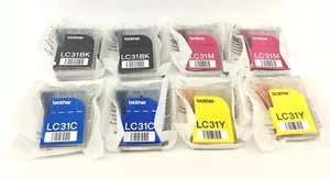 LOT 8 - GENUINE Brother LC31 Ink Cartridge LC31BK LC31C LC31M LC31Y SEALED - Picture 1 of 2