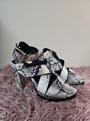 NUEVO ALLSAINTS Mujer Zapatos Tacones 100% Cuero Vaca Superior Estampado Animal.Talla 40 Foto 1 de 4