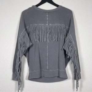 Sam & Lavi Size XS Fringe Western Waffle Knit Pullover in Gray - Picture 1 of 6