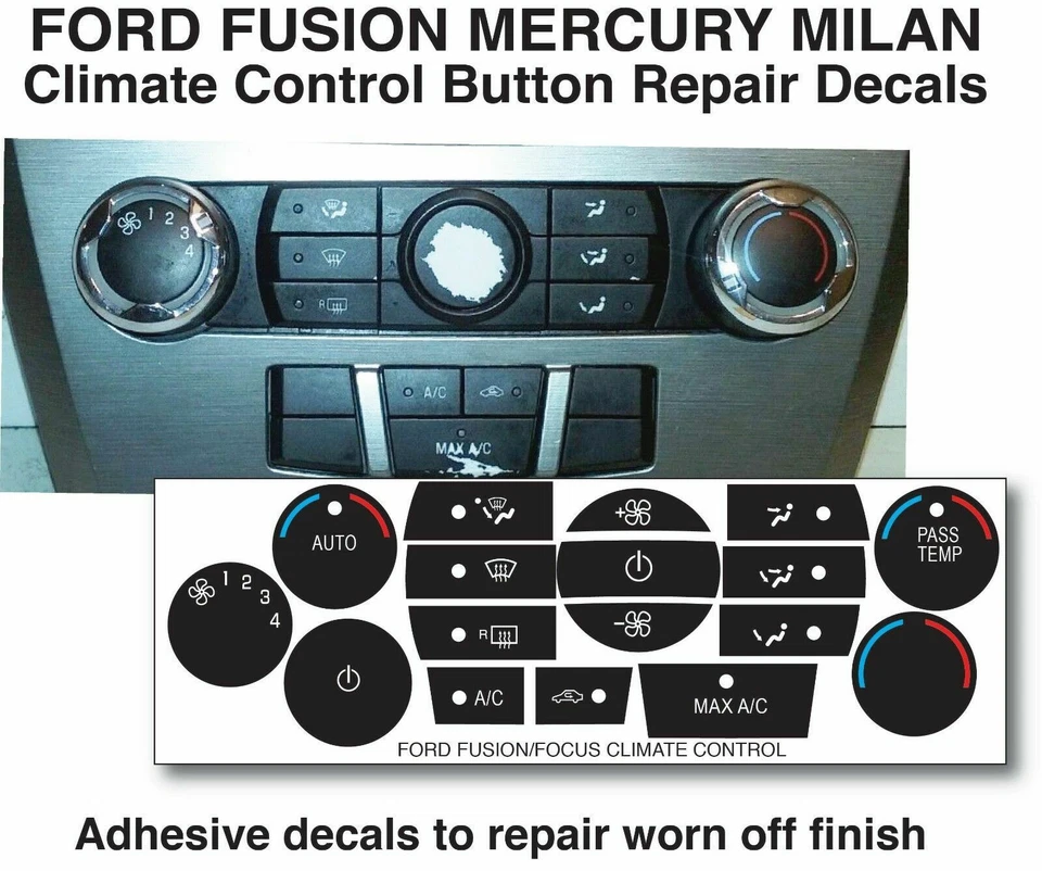 Heater AC Climate Control Button Repair Decals Ford Escape Fusion Mercury Milan - Image 1 of 1