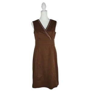 Abito donna LYN marrone senza maniche scollo a V linea A taglia 6 made in USA - Foto 1 di 5
