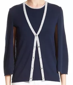St. John Sport Damen Kaschmir Capelette Strickjacke, K60M0C2, Navy/Mica, Gr. S - Bild 1 von 12