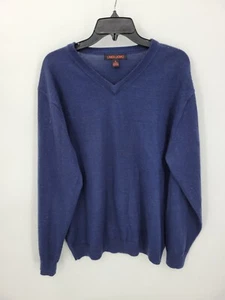 Linea Uomo Sweater Mens Medium Blue V Neck Wool Blend Pullover Office Minimalist - Picture 1 of 9