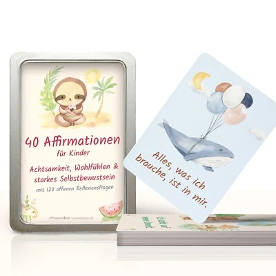 KIPITAN 40 Affirmationen für Kinder auf 20 großen Affirmationskarten (DIN A6)