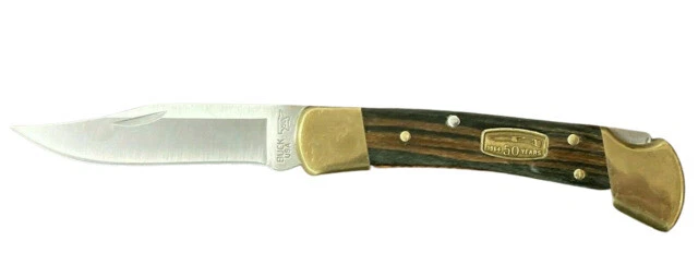 Buck 110 Folding Hunter Knife with Wood Handle & Stainless Steel Blade