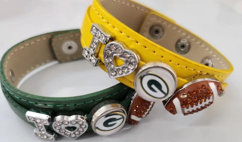 I Love Green Bay Packers Rhinestone Bracelet / Green Bay Packer Fans Cover