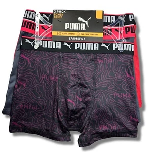 PUMA BOXER BOYS X3 - 241 BLACK PINK SZ LARGE 12 14 - 3 PACK UNDERWEAR - Picture 1 of 1