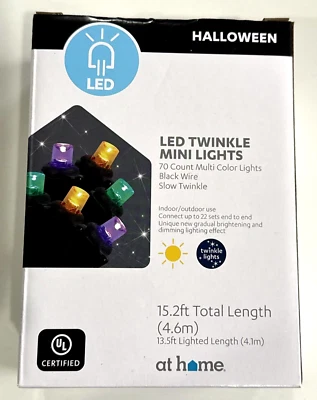MINI LUCES LED Halloween centelleantes 70 unidades verde, naranja, púrpura INTERIOR/EXTERIOR Foto 1 de 4