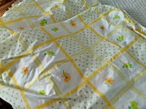 Sábana Ajustable Doble Floral Blanco Amarillo Verde De Colección JC Penney Percal - Imagen 1 de 3