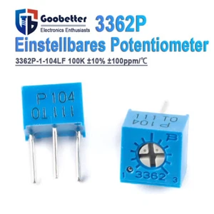 10 Stück Präzise Potentiometer 3362P-1-104LF 100kΩ ±10% Einstellbarer Widerstand - Picture 1 of 7