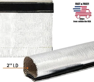 2" ID Metallic Heat Shield Sleeve Insulated Wire Hose Cover Wrap Loom Tube 10 Ft - Picture 1 of 7