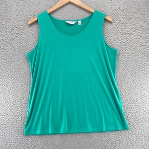 Susan Graver Top Womens Large Petite Green Liquid Knit Sleeveless Stretch Casual - Picture 1 of 11