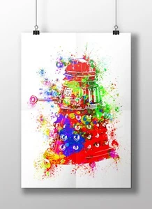 Dalek Watercolour Splash Painting. Dalek Art Print - Doctor Who Print. - Picture 1 of 3