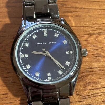 Adrienne Vittadini Womans Rhinestone Accent Watch Works w New Battery - Image 1 of 4