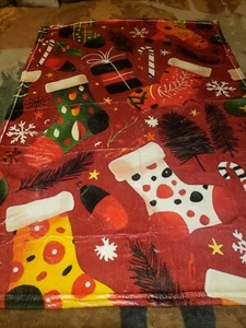 Christmas Stockings, Candy Canes, Stars Baby Throw or Blanket---SUPER SOFT - Picture 1 of 4