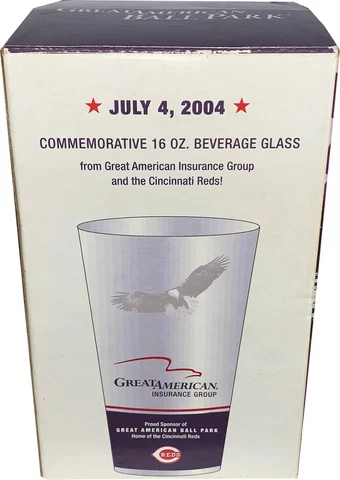 Cincinnati Reds July 4, 2004 Great American Ballpark 16 oz Beverage Glass - New Cover