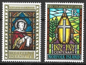 Norfolk Island Scott 150-151 XF Mint Never Hinged Stained Glass - Picture 1 of 3