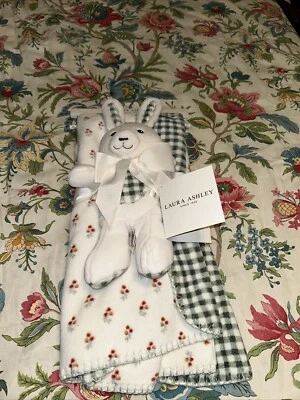 NEW Laura Ashley Priory GreenBaby Blanket & Plush Toy Gift Set Bunny Floral (E) - Image 1 of 4