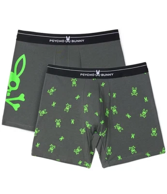 2-Pack New Psycho Bunny Men's Cotton Boxer Briefs Trunks Underwear w/Gift Box - Image 1 of 4