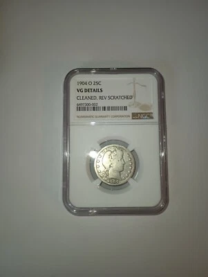 1904-O Barber Quarter NGC, Very Good Details Scarce  - Image 1 of 2
