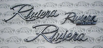 1973-1974  Buick Riviera Chrome Fender & Trunk Monogram Script Kit - Image 1 of 4