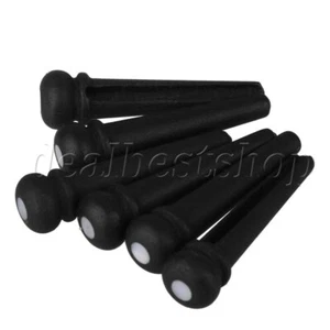 6x Ebony Bridge Pins Black With White Pearl Dot For Acoustic Guitar Replace - Picture 1 of 3