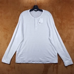 VINCE Shirt Mens Large White Pullover Henley 100% Linen Long Sleeve $195 - Picture 1 of 8