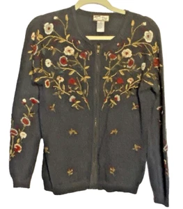 Heirloom Collectibles Cardigan Pullover Damen Größe Small durchgehender Reißverschluss Blumenmuster - Bild 1 von 10
