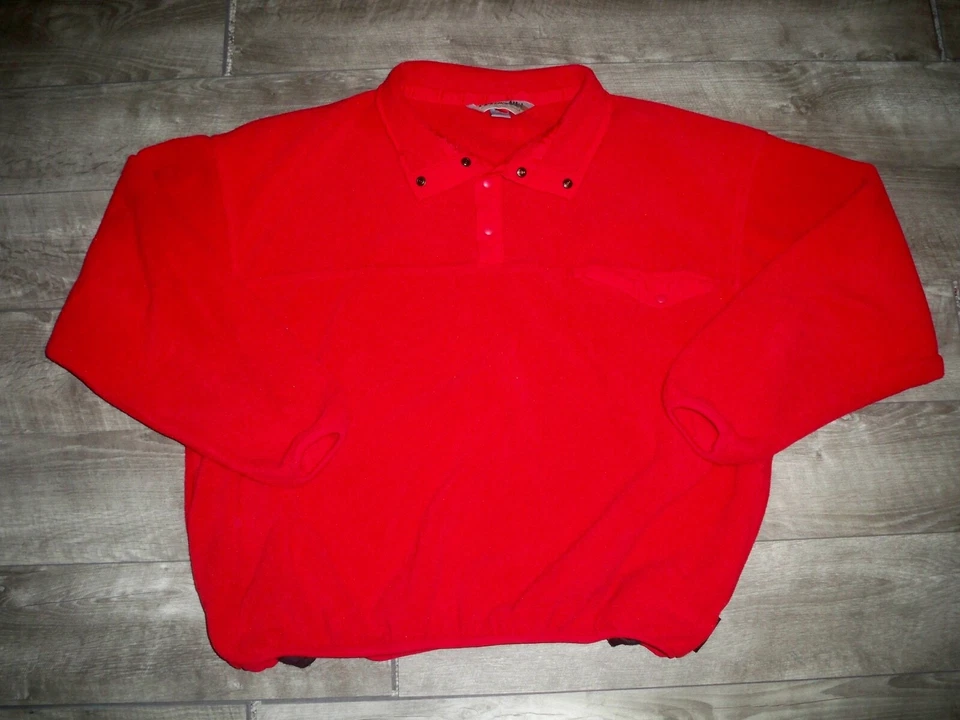 Vintage Eastern Mountain Sports Fleece Sherpa Pullover Red Snap-T Size XXL Mens - Image 1 of 4